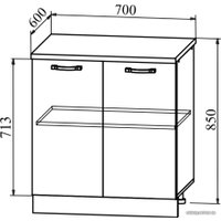 Шкаф напольный ДСВ Тренто С 700 (серый/серый) в Лиде