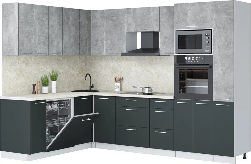 

Готовая кухня Интерлиния Мила Лайт 1.896х2.88 (бетон/антрацит/опал светлый)