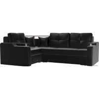 Угловой диван Лига диванов Комфорт 102749 (левый, экокожа, черный)