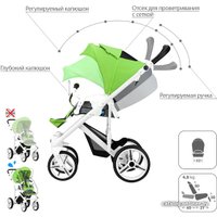 Универсальная коляска BEBETTO Magnum (3 в 1, 193, белая рама)