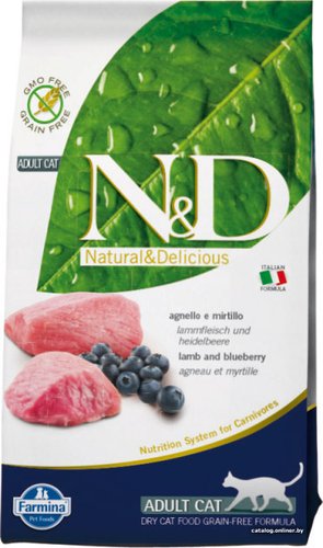 Сухой корм для кошек Farmina N&D Grain Free Cat Lamb & Blueberry Adult 10 кг