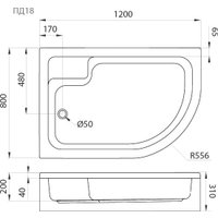 Душевой поддон Triton Полукруглый ПД18 120x80