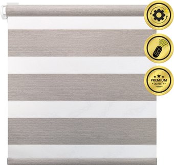 Рулонная электроштора НеоФьюжен Юпитер 240х250 правая (светло-серый, белая фурнитура)