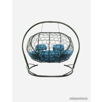 Подвесной диван M-Group Лежебока 11180303 (с серым ротангом/голубая подушка)