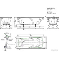 Ванна Универсал Эврика 170x75 (с ручками и ножками)