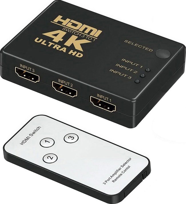 

Адаптер USBTOP 3x1 HDMI UltraHD 4K 3D + пульт ДУ, активный