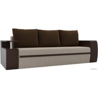 Диван Лига диванов Майами 102993 (микровельвет/экокожа, бежевый/коричневый)