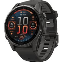 Умные часы Garmin Fenix 8 Sapphire 43мм (титановый угольно-черный DLC, пепельно-серый ремешок)