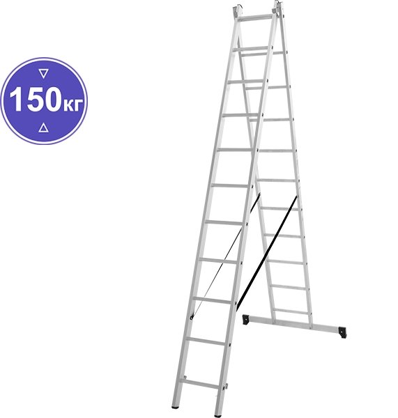 

Лестница-стремянка Новая высота NV 122 алюминиевая двухсекционная 2x11 ступеней