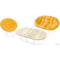 Набор садовой мебели M-Group Мамасан, Папасан и стол 12130111 (белый/желтая подушка)