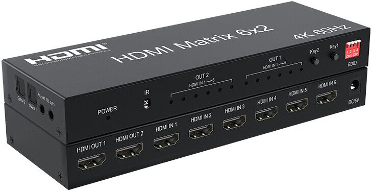 

Переключатель USBTOP 6x2 HDMI PRO, 4K 60HZ, оптика (Toslink/SPDIF), jack 3.5mm (AUX), EDID, пульт 559441