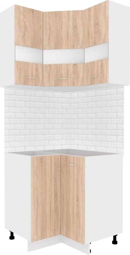 

Готовая кухня Кортекс-мебель Корнелия Экстра угловой без столешницы (дуб сонома)