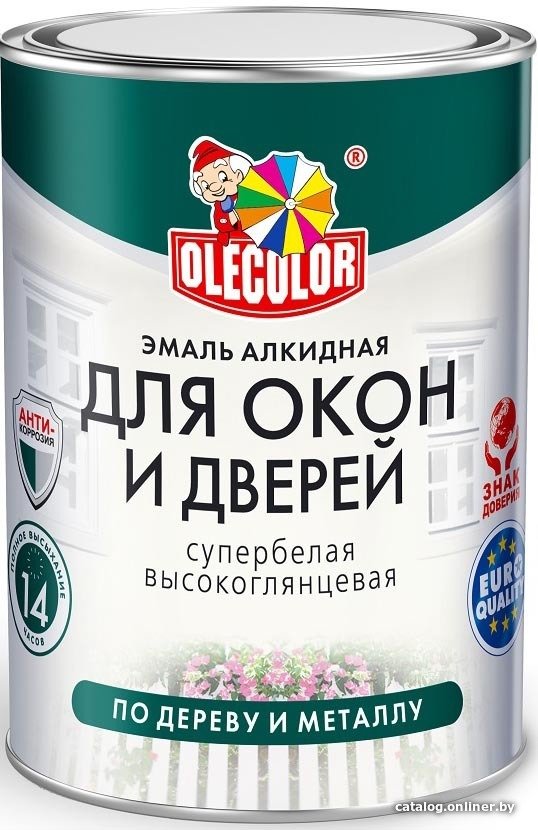 Краска Olecolor Для окон и дверей 0.9 кг (белый)