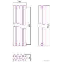 Стальной трубчатый радиатор Сунержа Эстет-11 1200х180 4 секции (белый)
