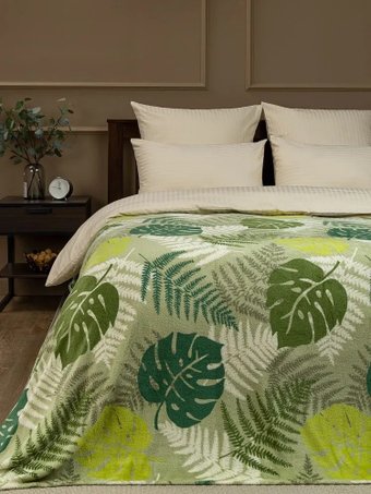 Плед Tex Republic Absolute Монстера и папоротник Фланель 150x200 35343 (зеленый)