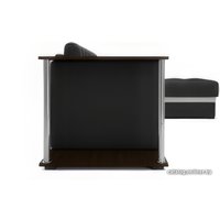 Угловой диван Мебель-АРС Атланта (экокожа черный, с полоской)