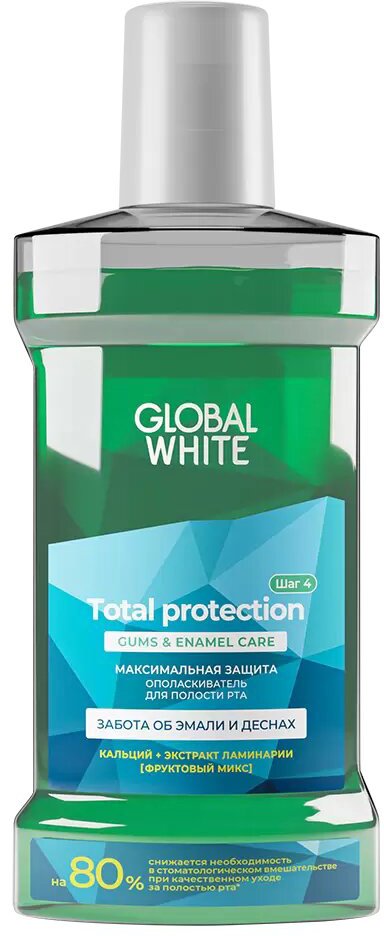 

Ополаскиватель для полости рта Global White Максимальная защита. Забота об эмали и десна 300 мл