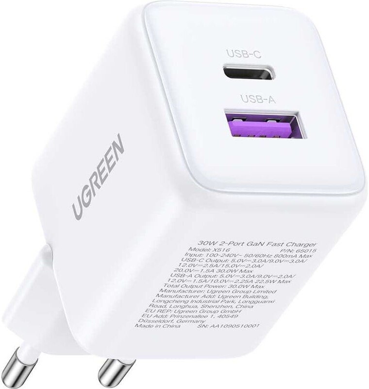 

Сетевое зарядное Ugreen X516 65015 (белый)