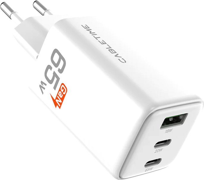 Сетевое зарядное Cabletime GA65W (белый)