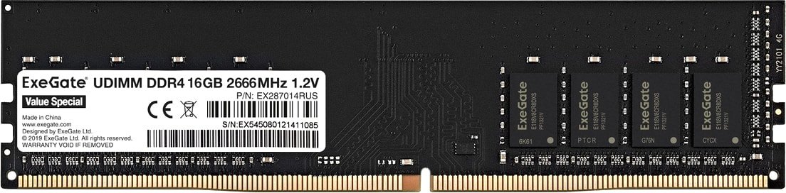 

Оперативная память ExeGate Value Special 16GB DDR4 PC4-21300 EX287014RUS