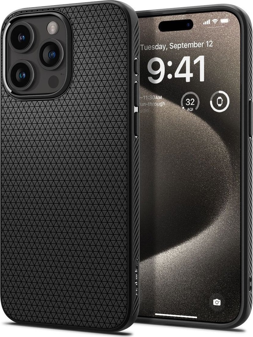 

Чехол для телефона Spigen Liquid Air для iPhone 15 Pro Max ACS06562 (черный)