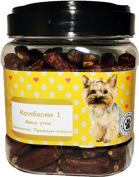 

Лакомство для собак O'dog Колбаски 1 - мясо утки 750 г