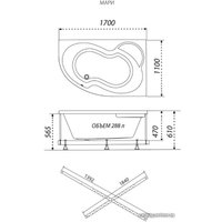 Ванна Triton Мари гидромассажная 170х110R Базовая