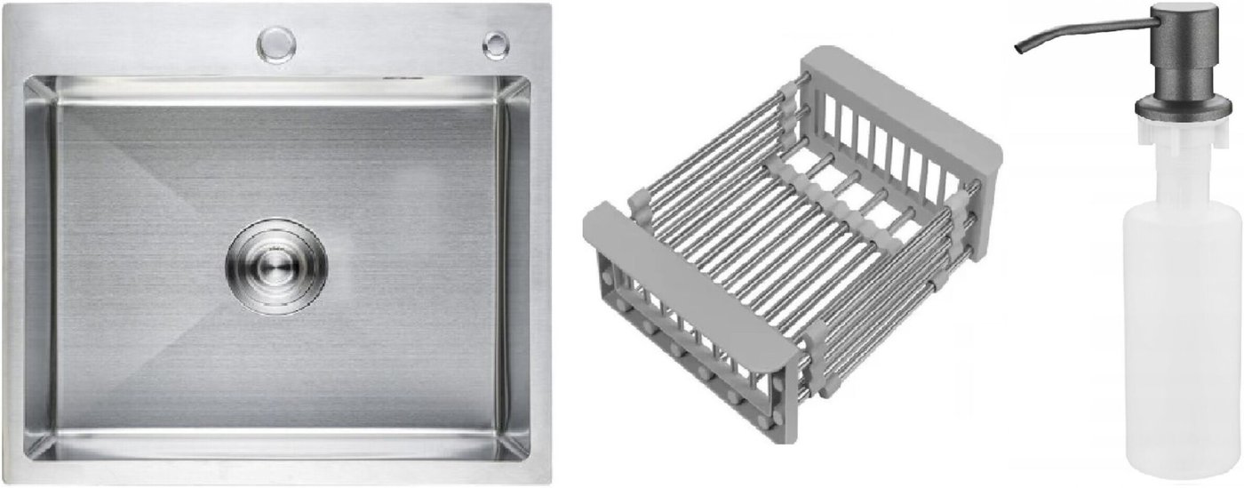 

Кухонная мойка Schtoff Best Premium Silver 5550 + коландер KR-1 GREY + дозатор SD-1 GREY