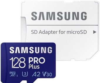 Samsung PRO Plus microSDXC 128GB (с адаптером)