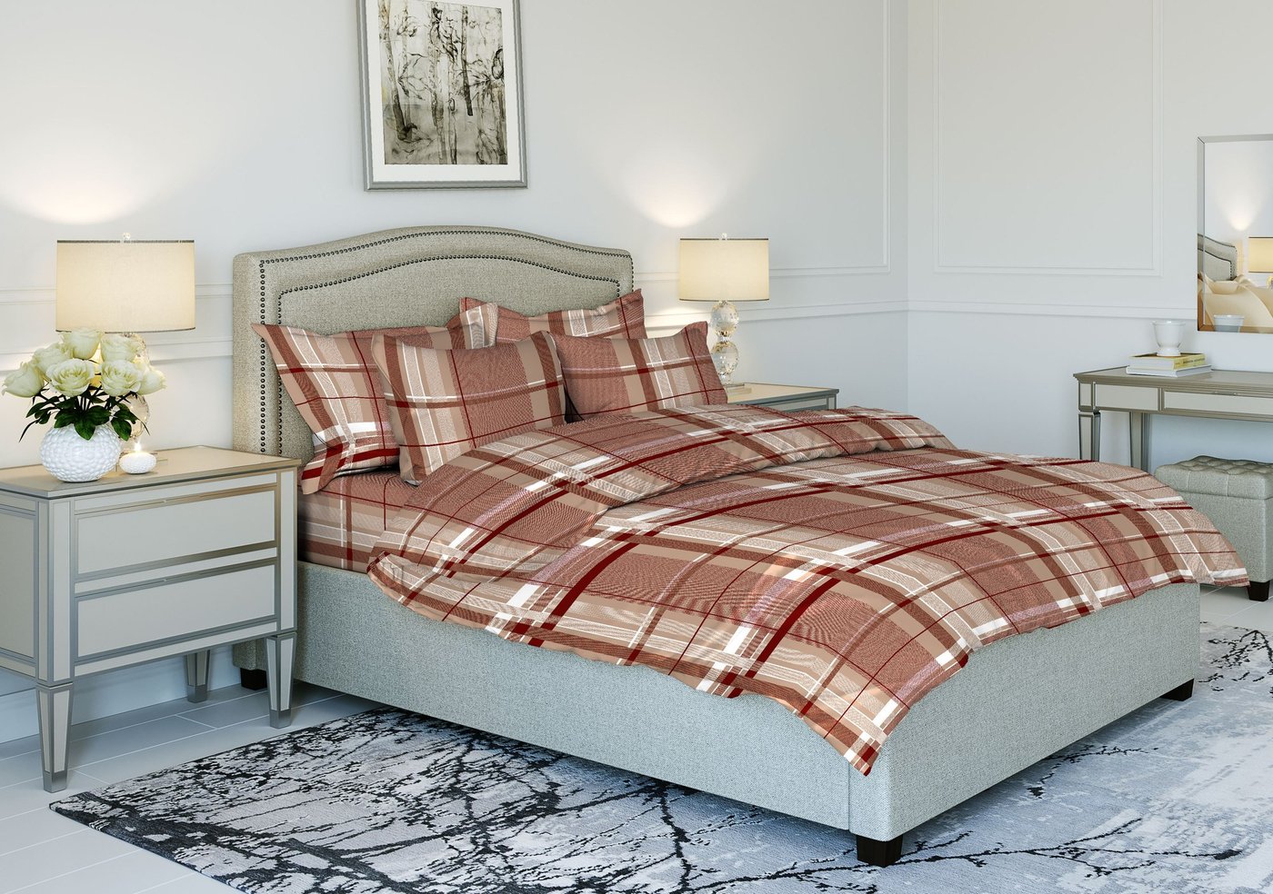 

1.5-спальный комплект постельного белья Реноме 1.5сп Клетка 9709-2 (бязь)