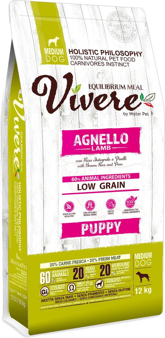 

Сухой корм для собак Vivere Medium Puppy Lamb 12 кг