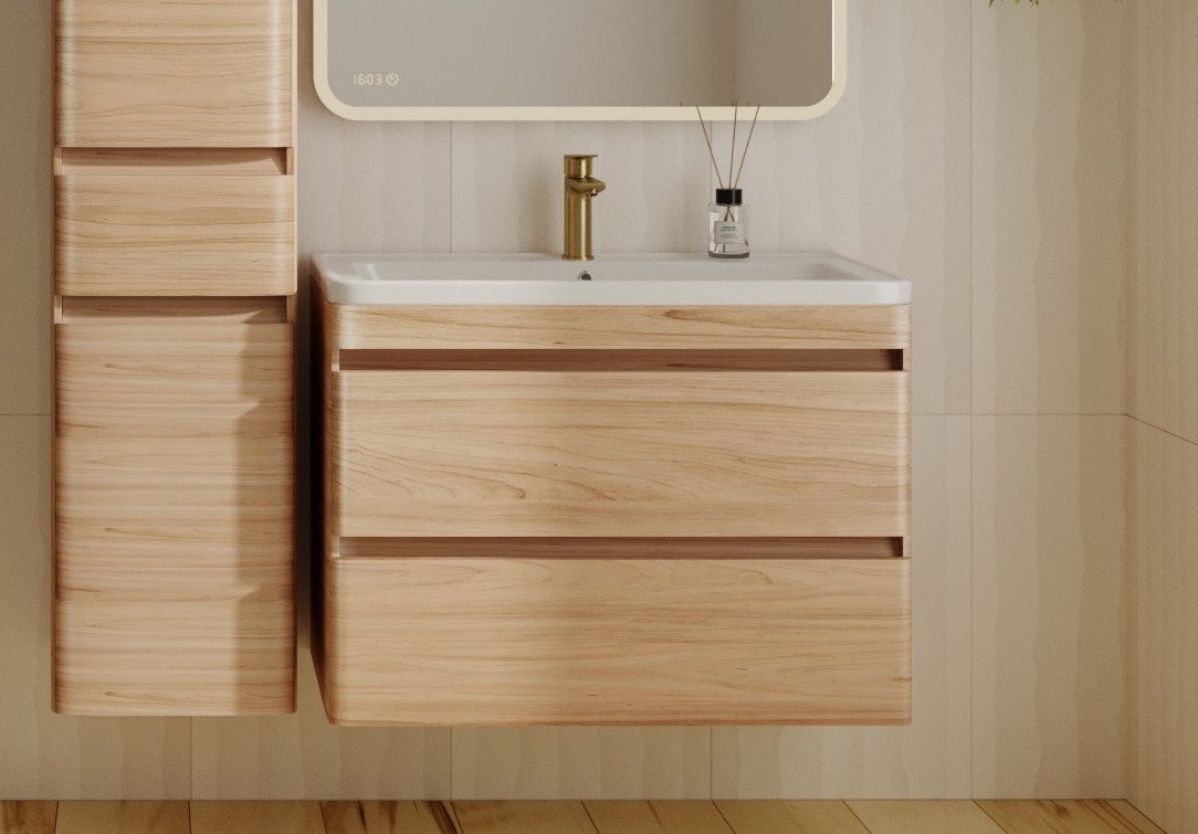 

Symbolite Тумба под умывальник Атлантика 80 Люкс Plus (подвесная, ясень перламутр)