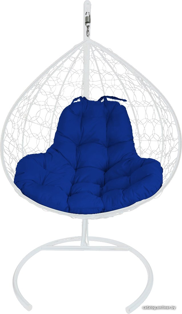 Подвесное кресло M-Group XL 11120110 (белый ротанг/синяя подушка)
