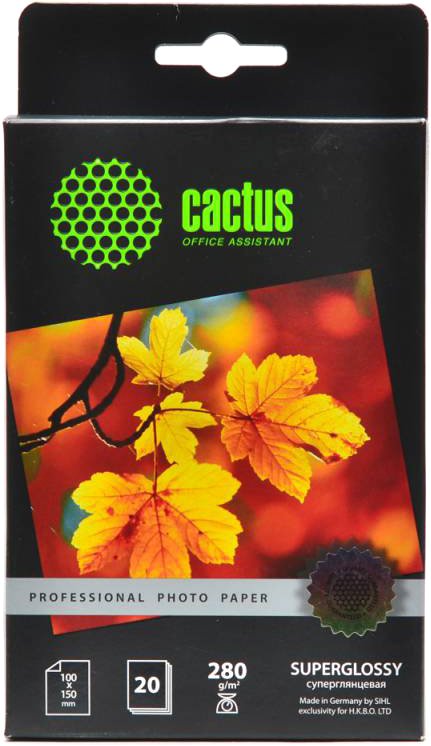 

Фотобумага CACTUS Prof Высокоглянцевая 10x15 280 г/м2 20 листов [CS-HGA628020]