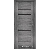 Межкомнатная дверь Юни Амати 1 (ч) 80x200 (дуб шале-графит/черное стекло)