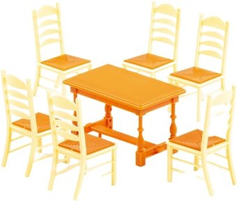 Аксессуары для кукольного домика Полесье №6 54395 (7 элементов, бежевый/коричневый)