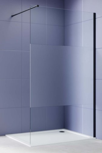 Душевая стенка Aquatek Walk in с держателем 90x200 AQ.WI.090.3BL (черный/прозрачное с матовой полосой)