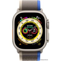 Умные часы Apple Watch Ultra LTE 49 мм (титановый корпус, титановый/сине-серый, нейлоновый ремешок размера M/L)