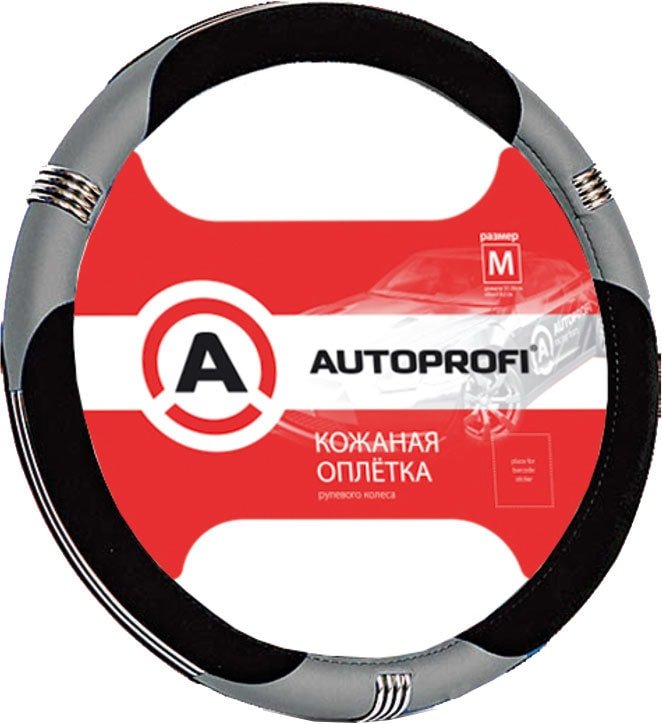 

Оплетка на руль Autoprofi AP-150 BK/GY (M) (черный/серый)