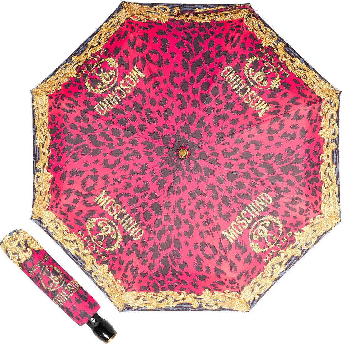 

Складной зонт Moschino 8009-OCJ Logo animalier Fuxia