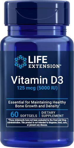 Витамин Life Extension Vitamin D3 125 mcg 5000 IU (60 капсул)
