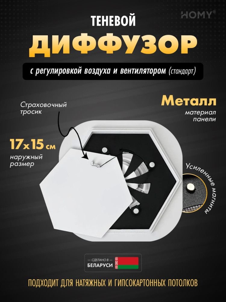 

Вентиляционная решетка HOMY AIR гексагон AH100WRS 17x15 (белая)