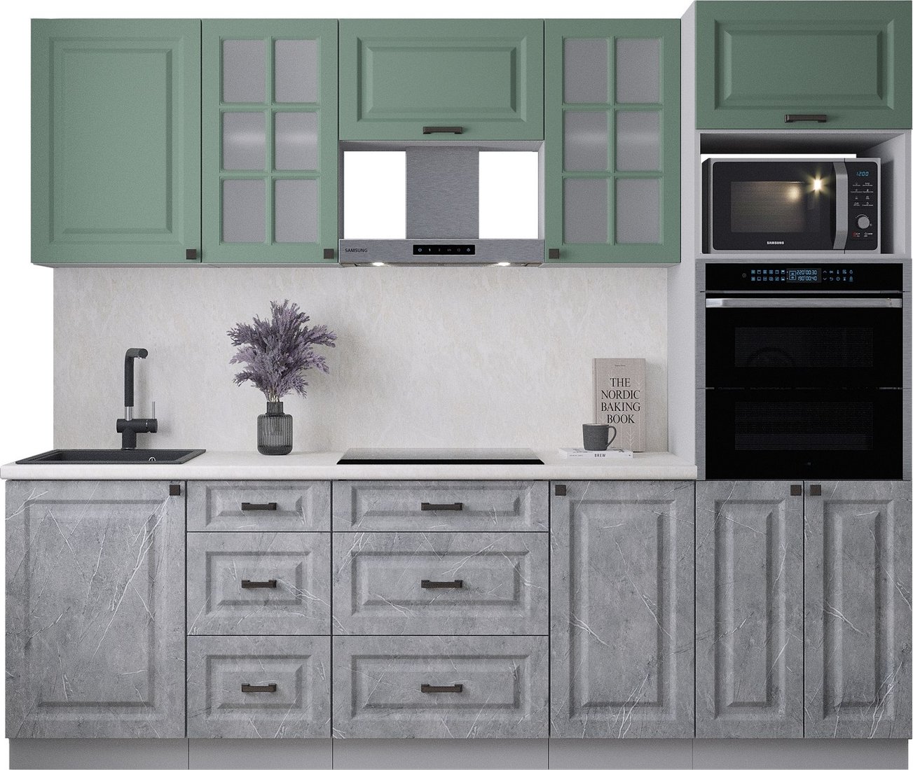 

Готовая кухня Интерлиния Мила Деко 2.5 (керамика/мята/опал светлый)