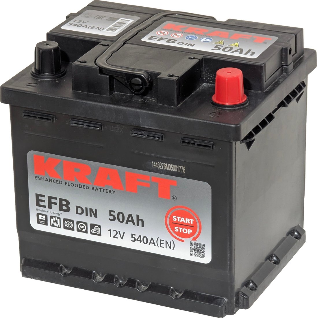 Автомобильный аккумулятор KRAFT EFB R+ (50 А·ч)