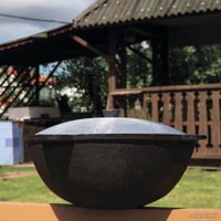 Казан Davr Metall Узбекский чугунный с крышкой, круглое дно (10 л)