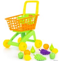 Тележка игрушечная Полесье №7 с набором продуктов 61911 (оранжевый/салатовый)