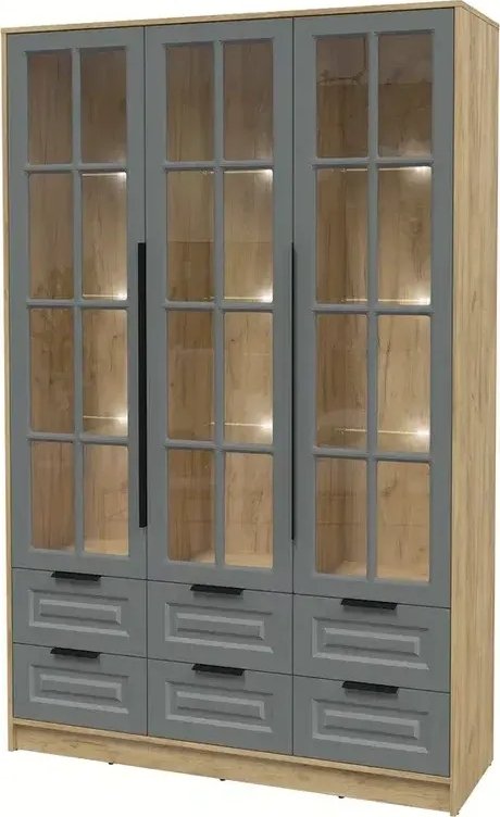 

Шкаф-витрина Интерлиния Концепт КТ-ШВ3 с подсветкой Деко (дуб золотой/серый)