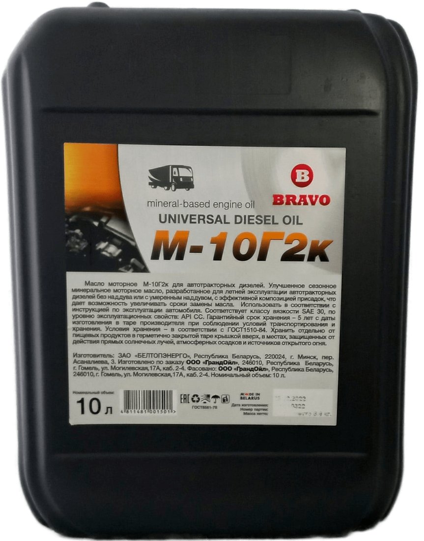 

Моторное масло Bravo М-10Г2К 10л