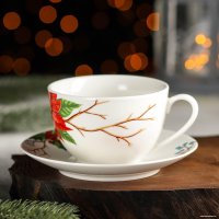 Чашка с блюдцем Magistro Новый Год. Пуансеттия 6974518