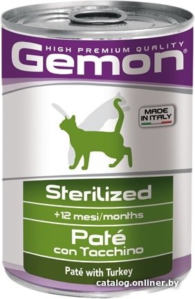 Консервированный корм для кошек Gemon Pate Sterilized Turkey 400 г